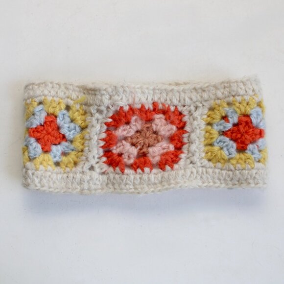 Wild Fable Cream Multicolor Crochet Granny Square Winter Ear Warmer Headband - Picture 1 of 4